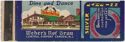 Weber's Hof Brau matchbook