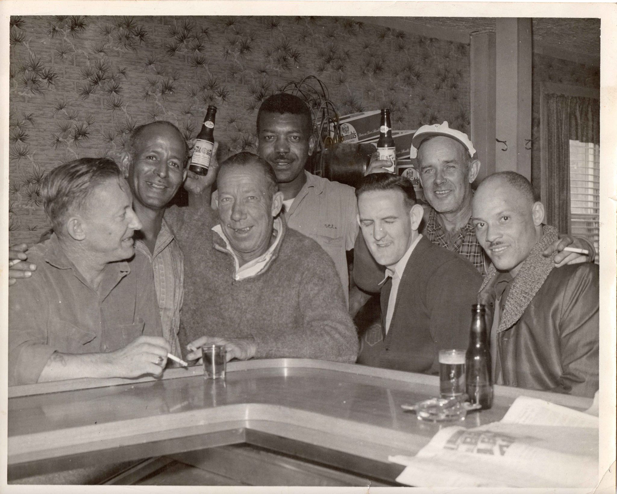 Tioga Tavern interior in the early 1950s. Owner Frank Bittmann at far left.