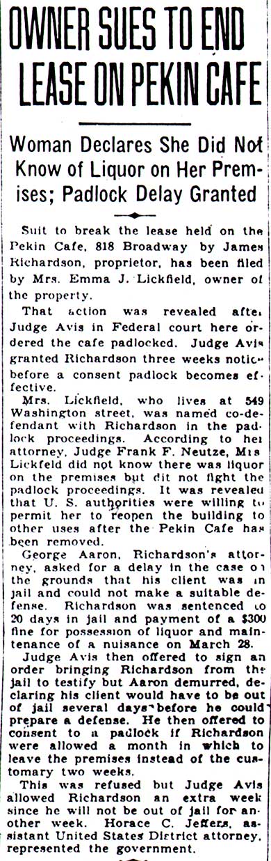 Camden Courier-Post Pekin Cafe articles, April 1930, featuring E. George Aaron and Frank F. Neutze at Broadway and Washington Street