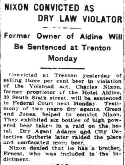 Nixon Convicted as Dry Law Violator — Camden Post-Telegram, February 24, 1925
