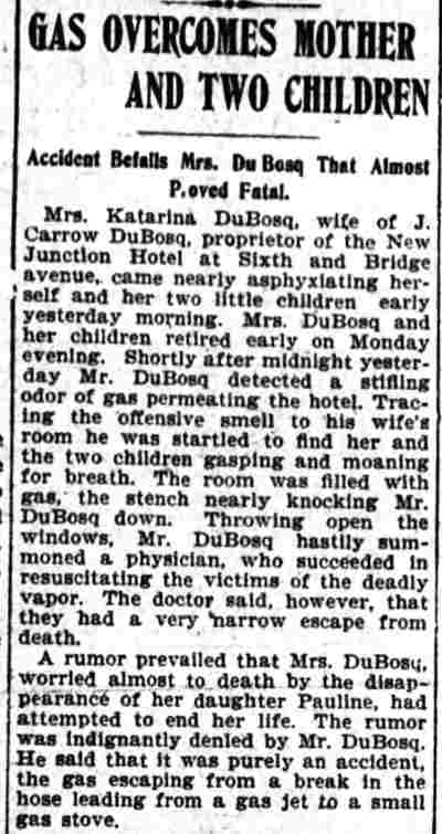 Gas Overcomes Mother and Two Children — Camden Daily Courier, May 29, 1901
