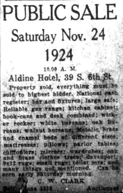 Public Sale — Camden Daily Courier, November 21, 1924