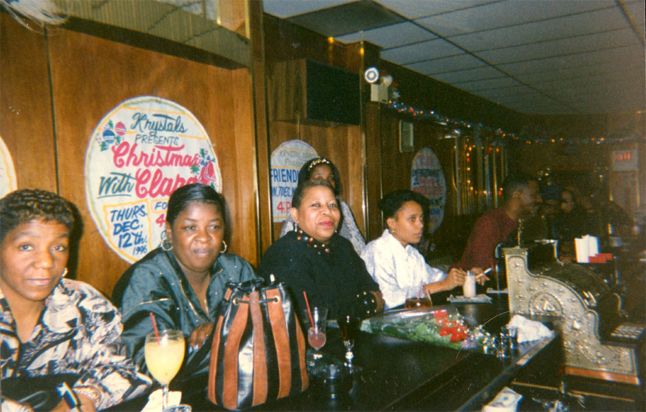Kim, Michelle Trusty, Valerie Cooper at birthday party, Krystal Lounge, December 11, 1996
