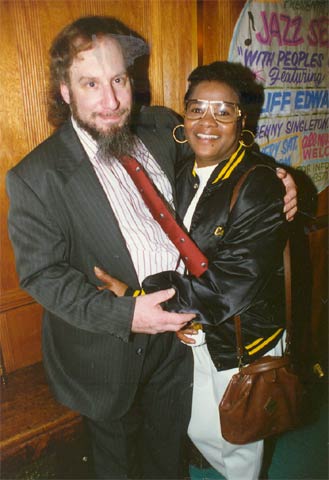 Phil Casden and barmaid Candy Kane at birthday party, Krystal Lounge, December 11, 1996