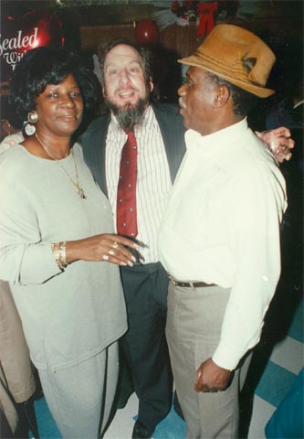 Leila, Phil Casden, Wilbur at birthday party, Krystal Lounge, December 11, 1996