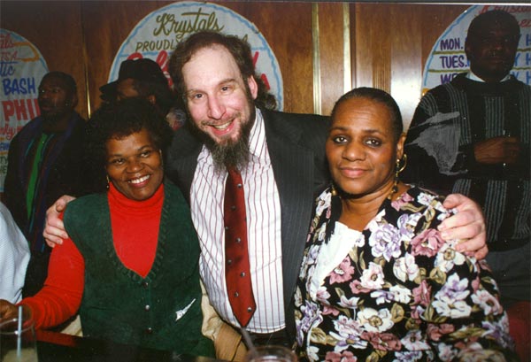 Phil Casden and two sisters Gloria and Marie at birthday party, Krystal Lounge, December 11, 1996