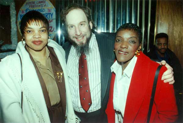 Meshe, Phil Casden, Janis at birthday party, Krystal Lounge, December 11, 1996