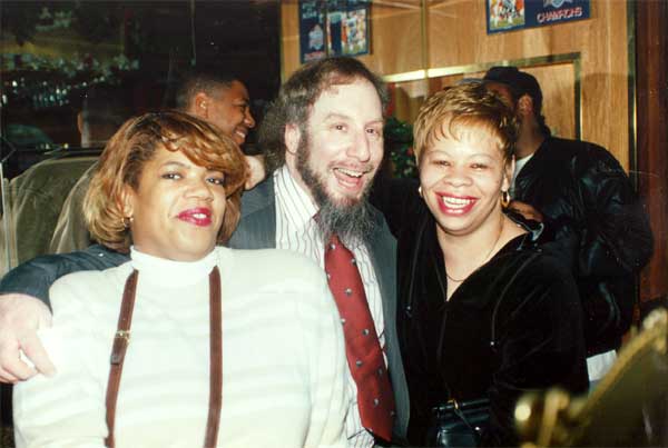 Unknown, Phil Casden, Gail Wyche at birthday party, Krystal Lounge, December 11, 1996
