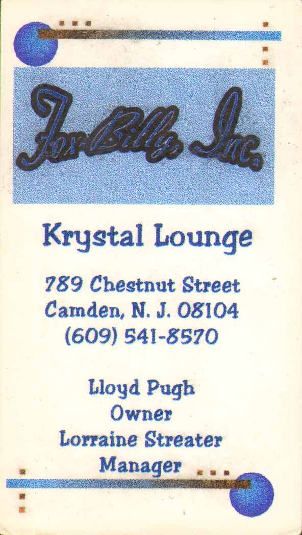 Krystal Lounge business card