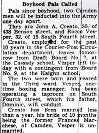 Boyhood Pals Called, Camden Courier-Post, May 11, 1942