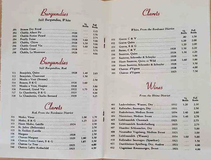 Weber's Hof Brau wine list page 4