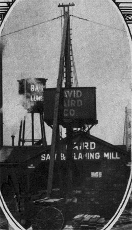 Group of electric and steam cranes, David Baird Company lumber yard, 1926
