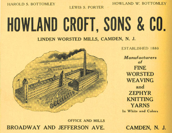 Howland Croft, Sons & Co. — Linden Worsted Mills, Camden, NJ — 1947 advertisement