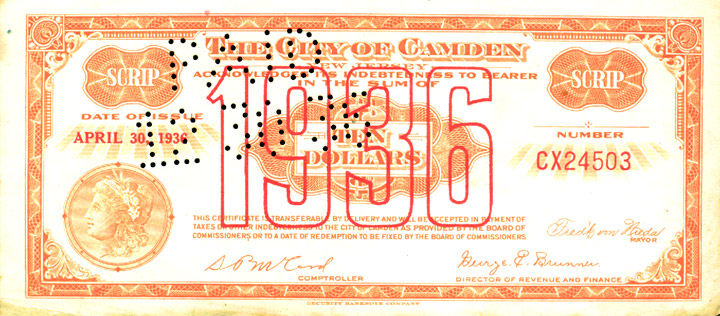 Camden City Scrip, 1936