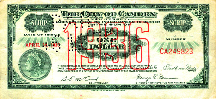 Camden City Scrip, 1936