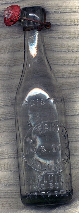 11-ounce deposit bottle from the S. Tarter Bottling Company, 1142 South 6th Street, Camden NJ