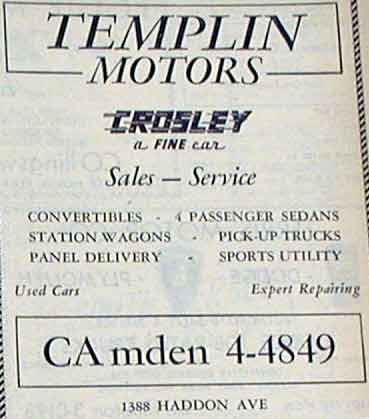 Templin Motors Crosley advertisement, 1950s