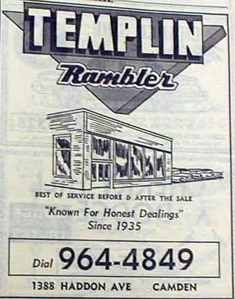 Templin Motors Rambler Yellow Pages advertisement, 1950s