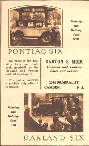 Barton S. Muir Pontiac advertisement, 1926