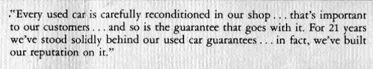 Berglund Motor Company new building booklet, pages 5–6 text