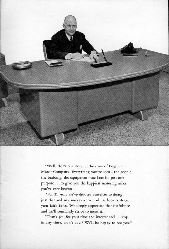 Berglund Motor Company new building booklet, page 10