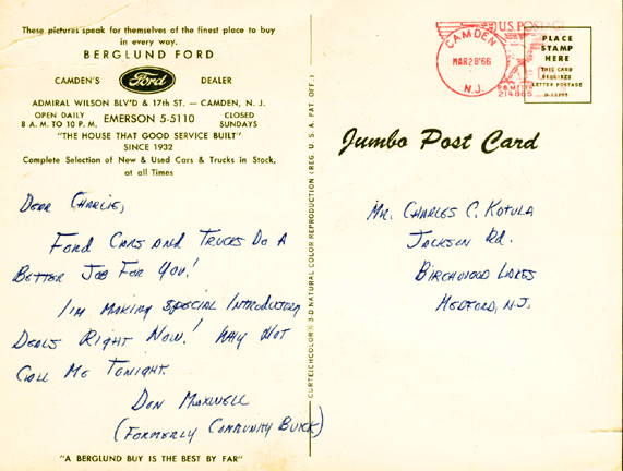 Berglund Ford, Admiral Wilson Boulevard and 17th Street, 1966
