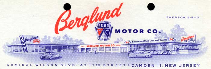 Berglund Ford letterhead, 1962