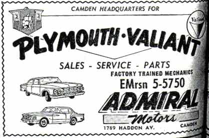 Admiral Motors Yellow Pages advertisement, 1950s