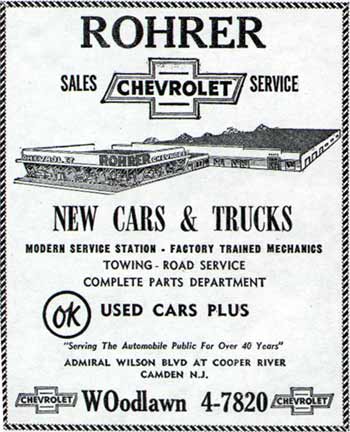 Rohrer Chevrolet Yellow Pages advertisement, 1950s