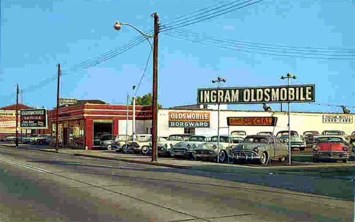 Ingram Motors Oldsmobile, 20th and Federal Streets, late 1950s