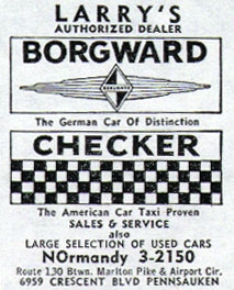 Larry's Borgward-Checker, 1959 Yellow Pages advertisement