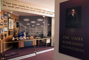 The desk of William G. Rohrer on display at the Rohrer Memorial Library