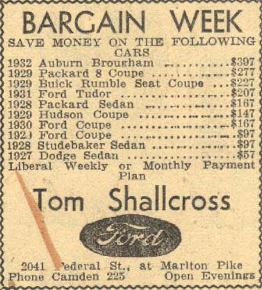 Tom Shallcross Ford advertisement, May 1934