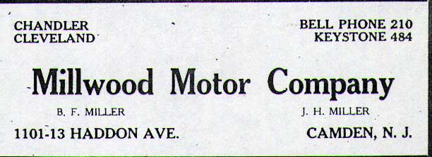 Millwood Motors, 1101–1113 Haddon Avenue, Camden NJ – 1923–1924 Camden City Directory Advertisement