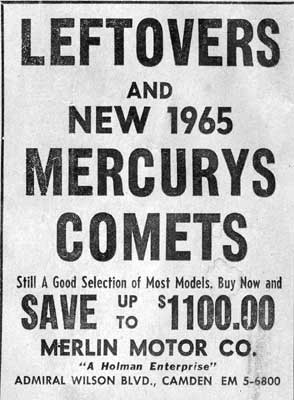Merlin Motor Company advertisement, Camden Courier-Post, November 20, 1965