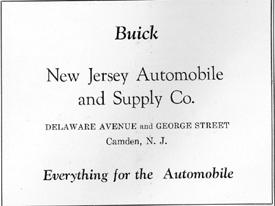 N.J. Auto & Supply Buick, Camden High School Purple & Gold Yearbook advertisement, January 1928