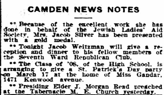 Philadelphia Inquirer, March 9, 1908 — Jacob Silver, Seventh Ward Republican Club