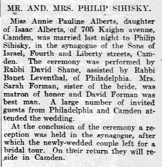 Philadelphia Inquirer, March 23, 1901 — Sons of Israel, Camden