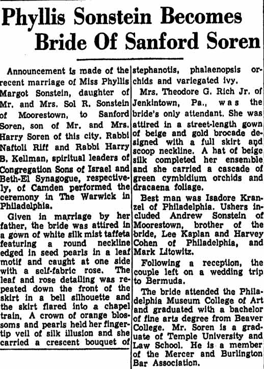 Trenton Evening Times, April 1, 1960 — Rabbi Naftali Riff, Rabbi Harry Kellman