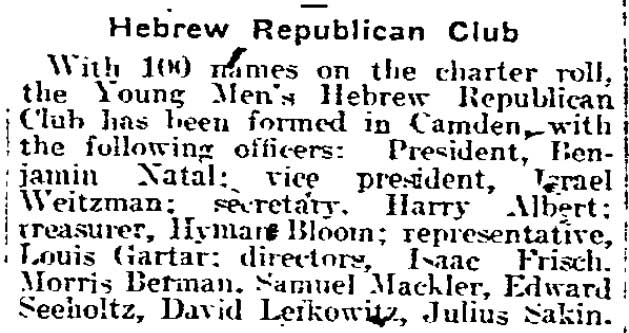 Philadelphia Inquirer, April 13, 1918 — Jewish community of Camden