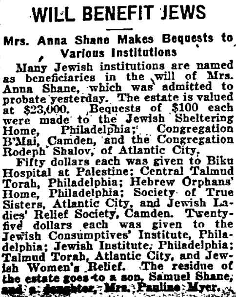Philadelphia Inquirer, June 14, 1918 — Jewish community of Camden