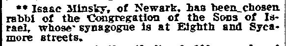 Philadelphia Inquirer, August 24, 1910 — Rabbi Isaac Minsky, Sons of Israel