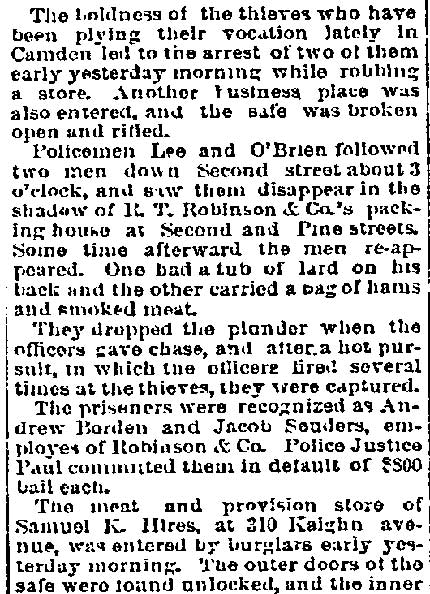 Philadelphia Inquirer, August 26, 1893 — Jewish community of Camden