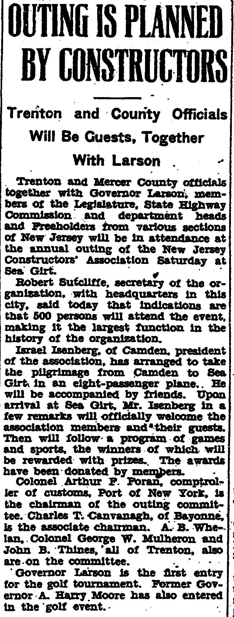 Trenton Evening Times, September 9, 1929 — Congregation Beth El, Parkside, Rabbi Solomon Grayzel