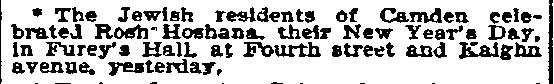Philadelphia Inquirer, September 28, 1897 — Jewish community of Camden
