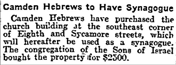 Philadelphia Inquirer, December 19, 1903 — Sons of Israel, South 8th and Sycamore
