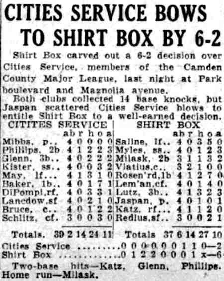 Camden Courier-Post, July 24, 1941 — Softball, Camden Jewish community