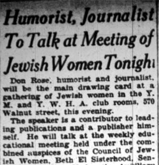Camden Courier-Post, February 21, 1928 — Jewish women's organization, Camden