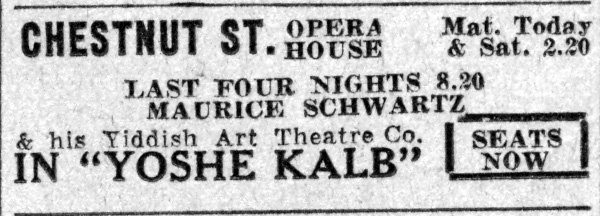 Camden Courier-Post, June 7, 1933 — Yosele Kolb, Maurice Schwartz, Yiddish Art Theatre