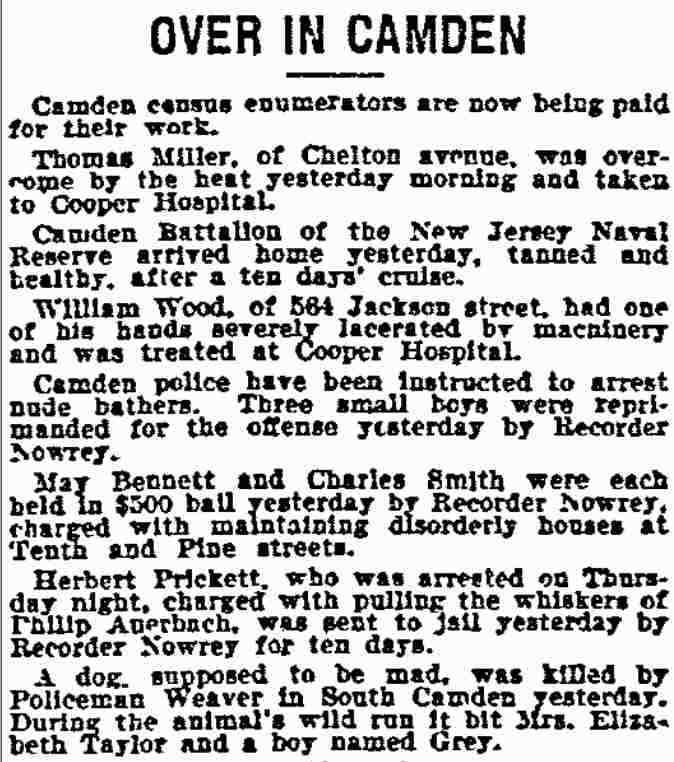 Philadelphia Inquirer, July 21, 1900 — Over in Camden